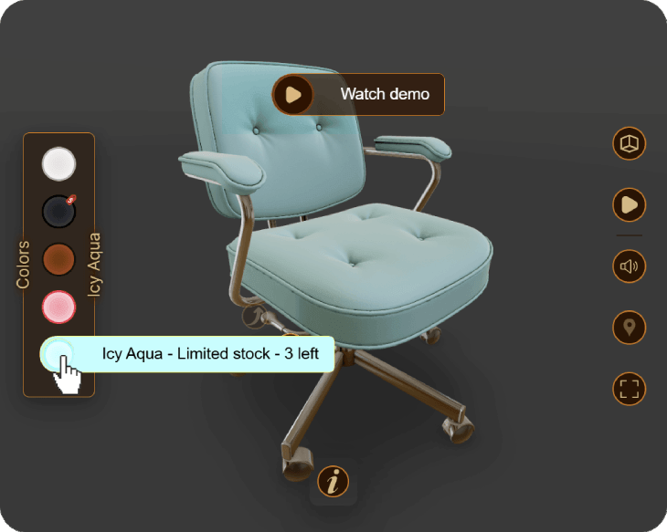 Live 3D viewer with interactive controls